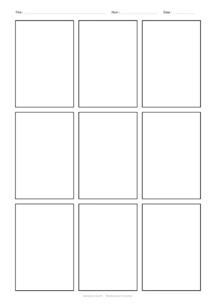 Aperçu du modèle « Planche vierge, 9 cases », PDF A4 gratuit à imprimer