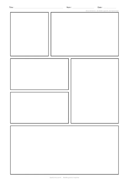 Aperçu du modèle « Planche de manga vierge », PDF A4 gratuit à imprimer
