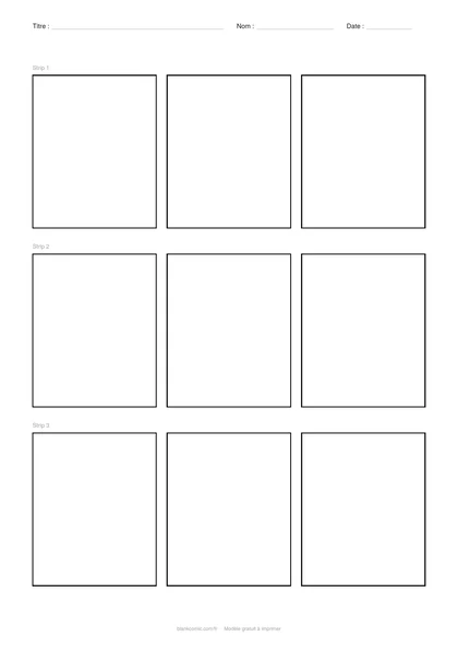 Aperçu du modèle « Comic strip vierge, 3 cases », PDF A4 gratuit à imprimer